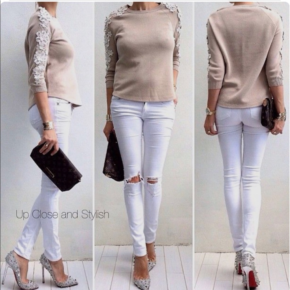 J Crew sweater with flower detail